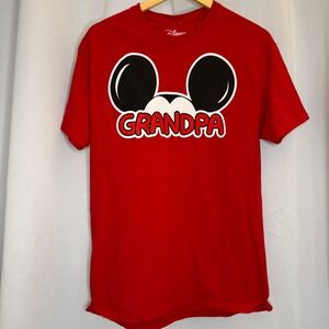 NWOT Disney Mickey Mouse Grandpa Graphic Tee T-Shirt Crew Neck Red M Fathers Day